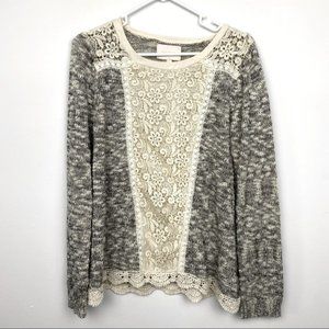 Skies are Blue Sweater Melange Lace front sz S